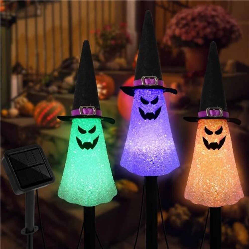 3PCS Ghost Solar Halloween Decorations, Solar Landscape Pathway